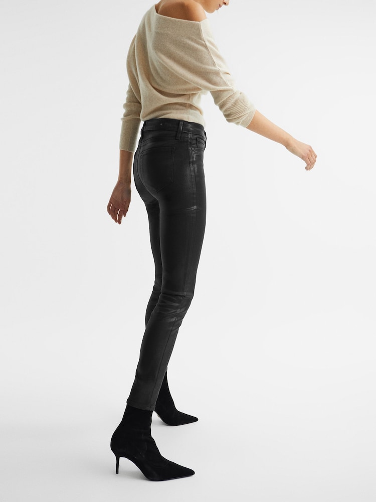 Reiss Black Hoxton PAIGE Coated Skinny Jeans - Image 12 of 12