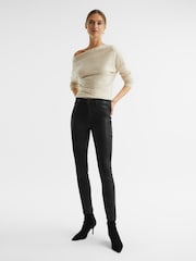 Reiss Black Hoxton PAIGE Coated Skinny Jeans - Image 8 of 12