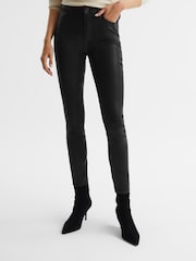 Reiss Black Hoxton PAIGE Coated Skinny Jeans - Image 9 of 12