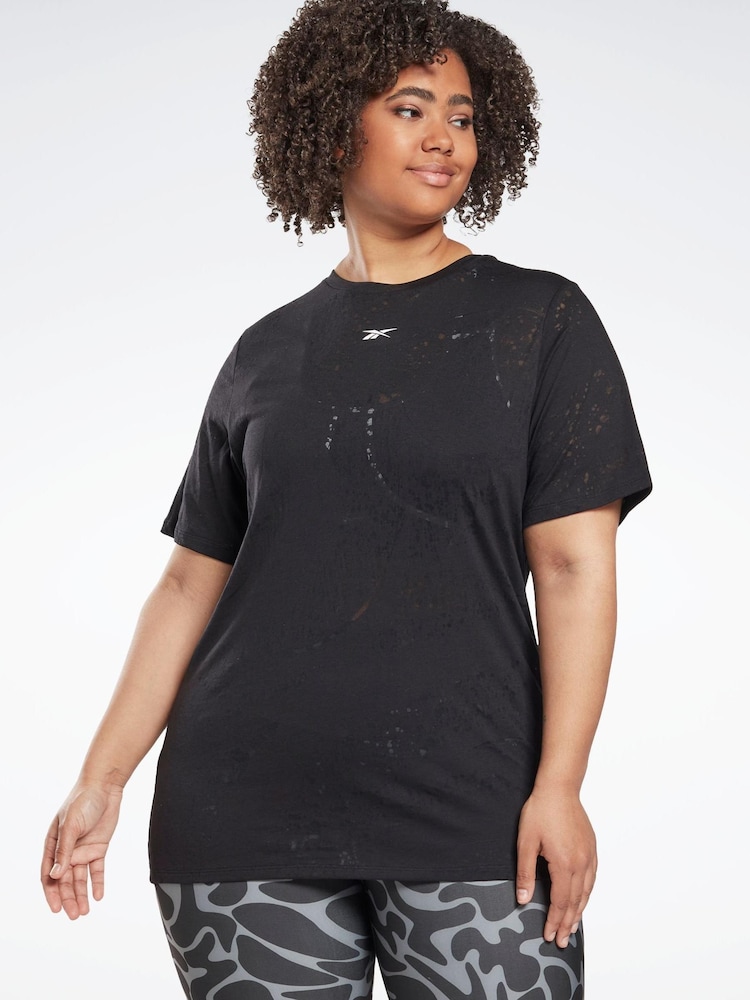 Reebok Plus Size Black Burnout T-Shirt - Image 1 of 6