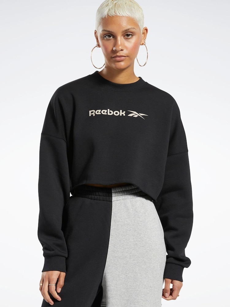 Reebok Classics Reworked Black Crop Sweatshirt - Image 1 of 7