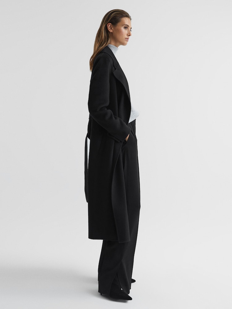 Reiss Black Honor 100% Cashmere Wool Blindseam Long Coat - Image 1 of 8