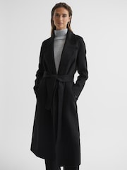 Reiss Black Honor 100% Cashmere Wool Blindseam Long Coat - Image 6 of 8