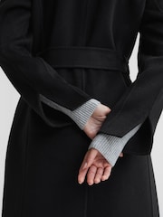 Reiss Black Honor 100% Cashmere Wool Blindseam Long Coat - Image 7 of 8