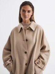 Reiss Camel Carmen Blindseam Cape Coat - Image 3 of 6
