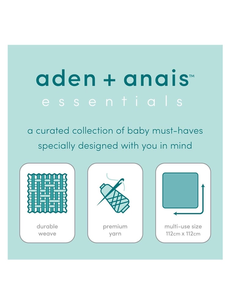 aden + anais Grey Essentials 100% Cotton Muslin Blanket - Image 3 of 4