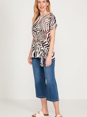 M&Co White Zebra Satin Tie Top - Image 4 of 5
