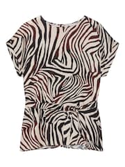 M&Co White Zebra Satin Tie Top - Image 5 of 5