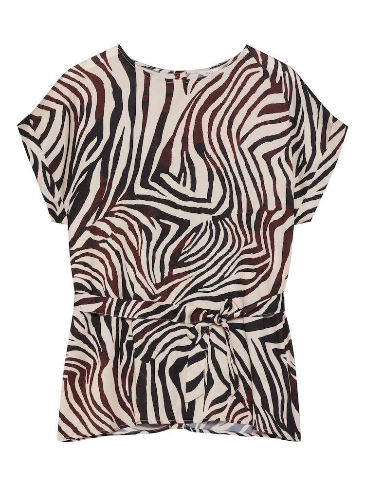 M&Co White Zebra Satin Tie Top - Image 5 of 5