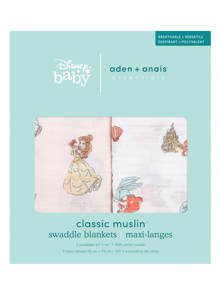 aden + anais White Essentials Disney Princess 100% Cotton Muslin Blankets 2-Pack - Image 6 of 6