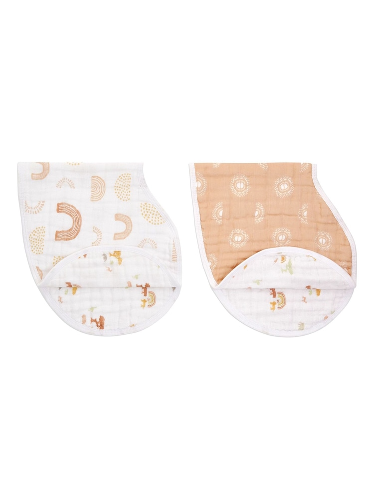 aden + anais White 100% Cotton Muslin Keep Rising Burpy Bibs 2 Pack - Image 3 of 3