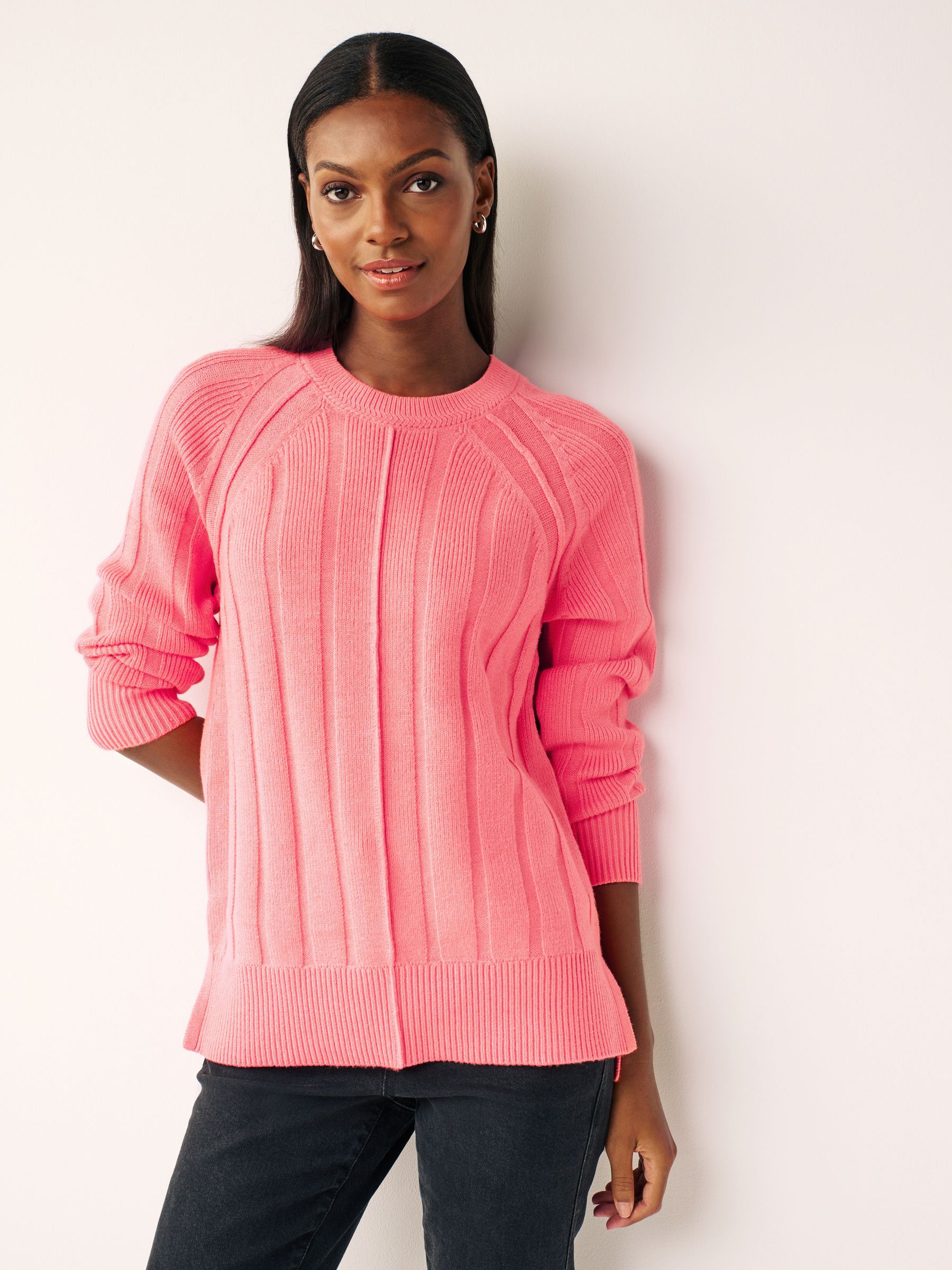 Buy Coral Pink Ribbed Crew Neck Jumper from Next Luxembourg
