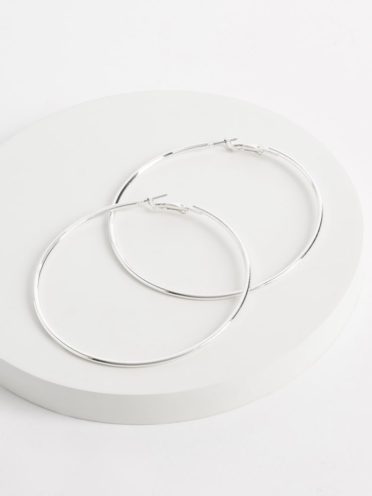 Silver Tone Oversized Hoop Earrings - Image 1 of 2
