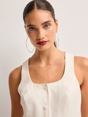 Silver Tone Oversized Hoop Earrings - Image 2 of 2