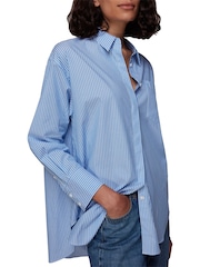 Whistles Blue Oversized Stripe 100% Cotton Shirt - Image 2 of 5