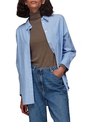 Whistles Blue Oversized Stripe 100% Cotton Shirt - Image 4 of 5