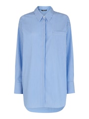 Whistles Blue Oversized Stripe 100% Cotton Shirt - Image 5 of 5