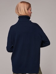 Whistles Blue Cashmere Roll Neck Jumper - Image 2 of 5