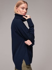 Whistles Blue Cashmere Roll Neck Jumper - Image 3 of 5