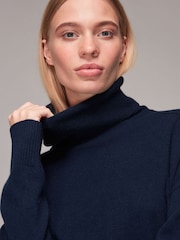 Whistles Blue Cashmere Roll Neck Jumper - Image 4 of 5
