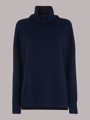 Whistles Blue Cashmere Roll Neck Jumper - Image 5 of 5