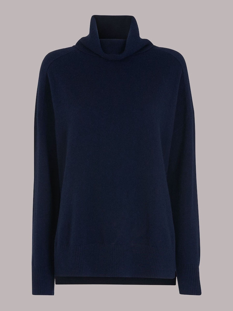 Whistles Blue Cashmere Roll Neck Jumper - Image 5 of 5