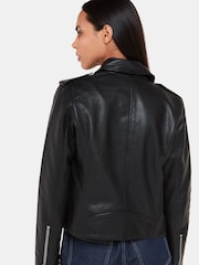 Whistles Black Pocket Leather Agnes Jacket - Image 2 of 5
