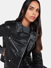Whistles Black Pocket Leather Agnes Jacket - Image 4 of 5
