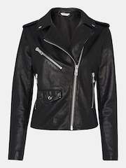Whistles Black Pocket Leather Agnes Jacket - Image 5 of 5