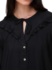 Whistles Willa Black Frill Trapeze Dress - Image 3 of 4