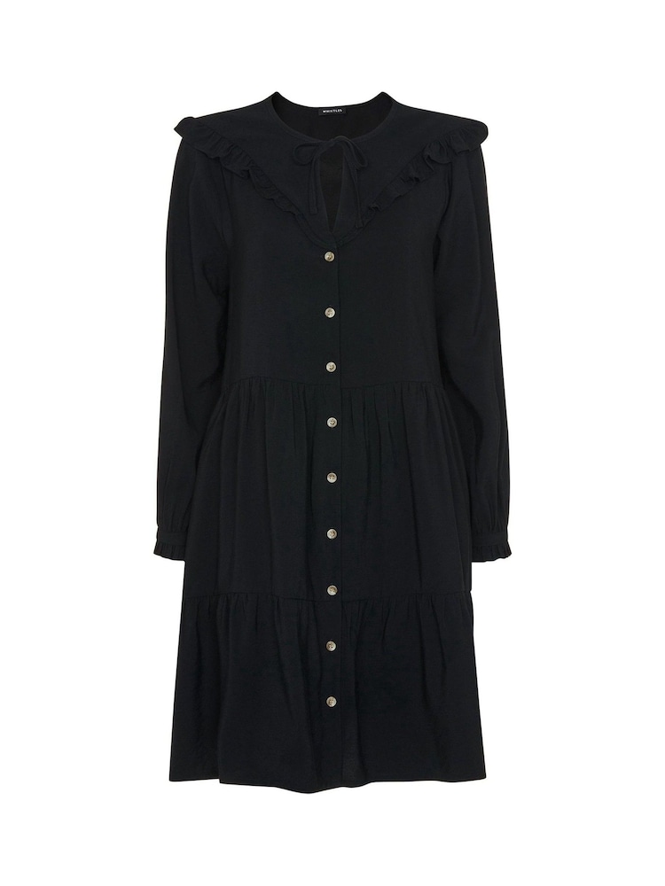 Whistles Willa Black Frill Trapeze Dress - Image 4 of 4