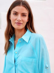 Blue Casual D-Ring Detail Utility Shirt - Image 4 of 6