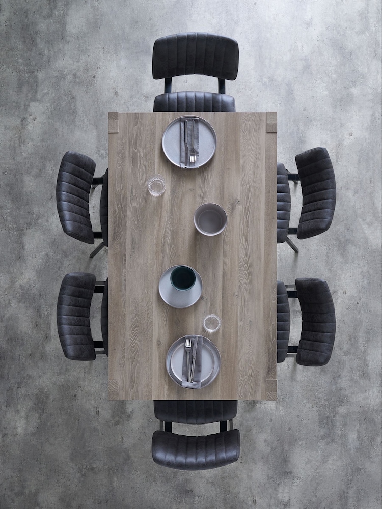 Dark Grey Heath Oak Effect 6 Seater Storage Dining Table - Image 2 of 9