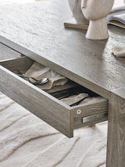 Dark Grey Heath Oak Effect 6 Seater Storage Dining Table - Image 3 of 9