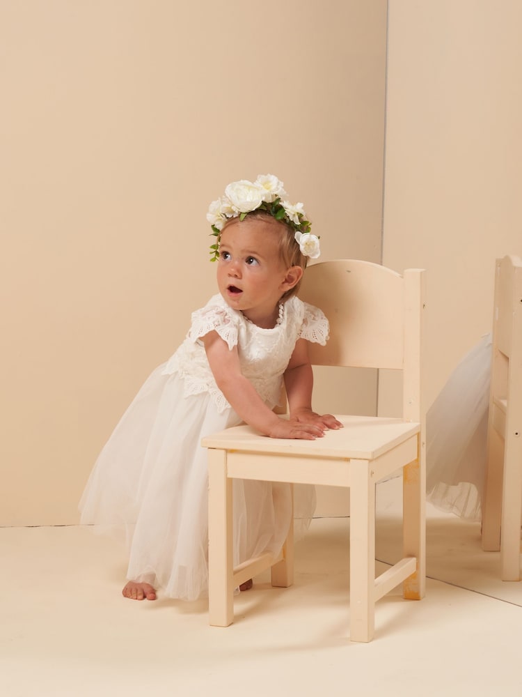 Angel & Rocket White Lace Bodice Baby Dress - Image 1 of 4