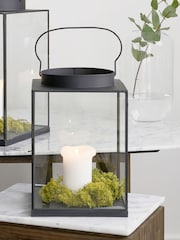 Pacific Matt Black Metal And Glass Small Square Lantern - Image 1 of 4