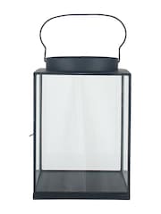 Pacific Matt Black Metal And Glass Small Square Lantern - Image 2 of 4