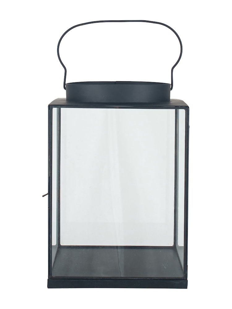 Pacific Matt Black Metal And Glass Small Square Lantern - Image 2 of 4