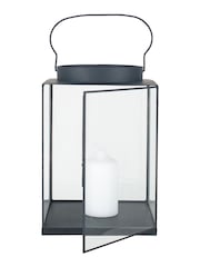 Pacific Matt Black Metal And Glass Small Square Lantern - Image 3 of 4