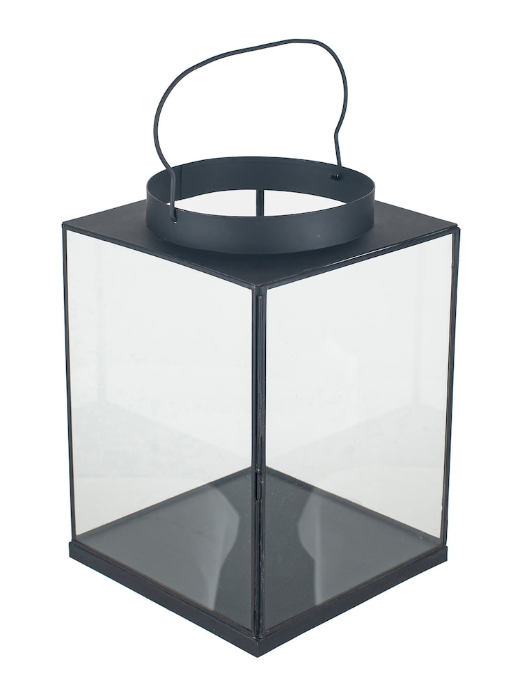 Pacific Matt Black Metal And Glass Small Square Lantern - Image 4 of 4