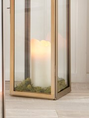 Pacific Matt Gold Stainless Steel And Glass Large Square Lantern - Image 3 of 4