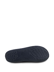 Totes Navy Check Isotoner Mens Velour Closed Back Slippers With Touch Fastening Opening - Image 5 of 5