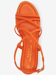Orange Forever Comfort Leather Asymmetric Strappy Wedges - Image 5 of 6