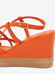 Orange Forever Comfort Leather Asymmetric Strappy Wedges - Image 6 of 6