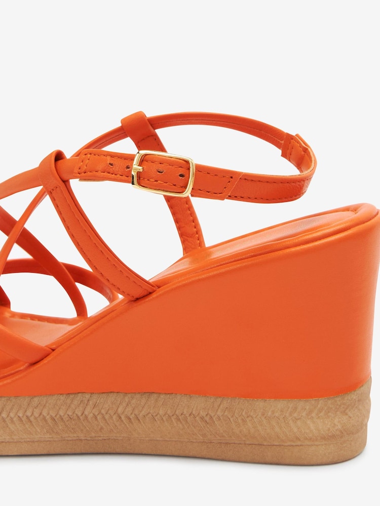 Orange Forever Comfort Leather Asymmetric Strappy Wedges - Image 6 of 6