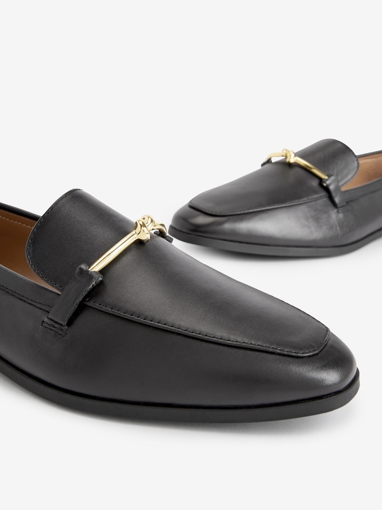Black Forever Comfort® Leather Knot Hardware Loafers - Image 3 of 5