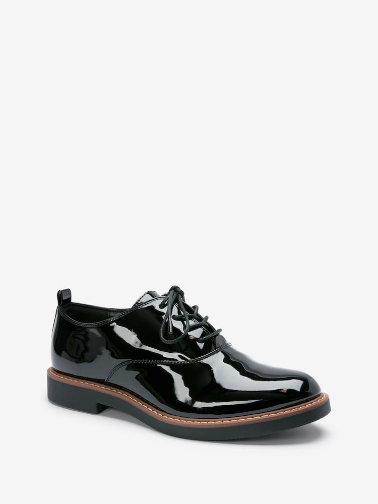 Black Patent Forever Comfort® Rand Detail Lace-Up Shoes - Image 3 of 5