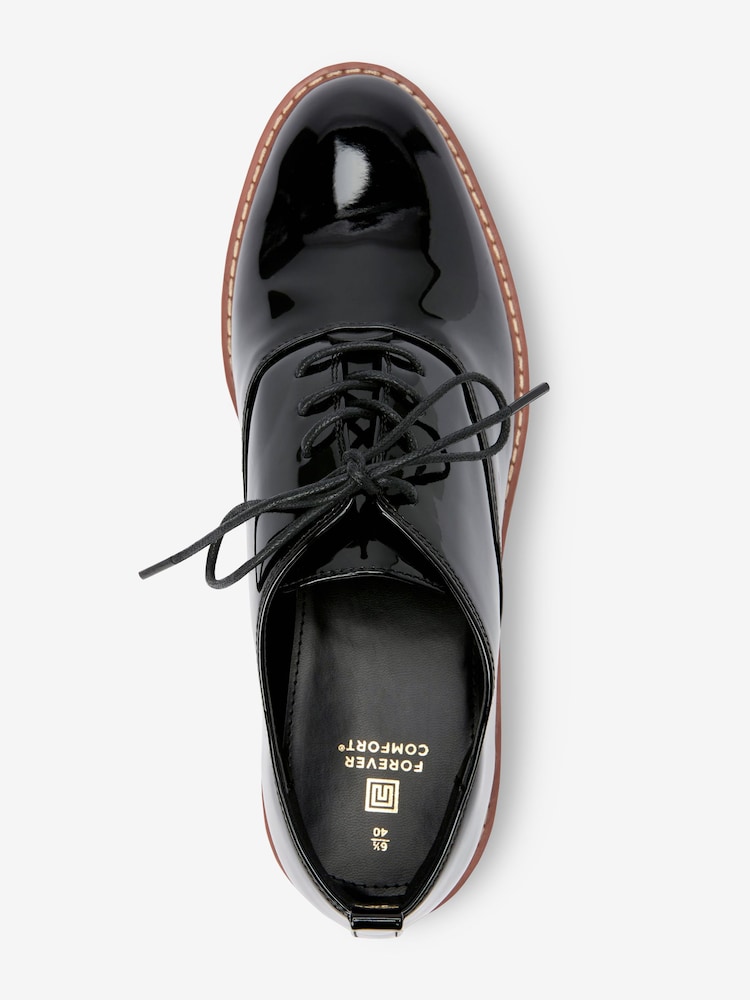 Black Patent Forever Comfort® Rand Detail Lace-Up Shoes - Image 4 of 5