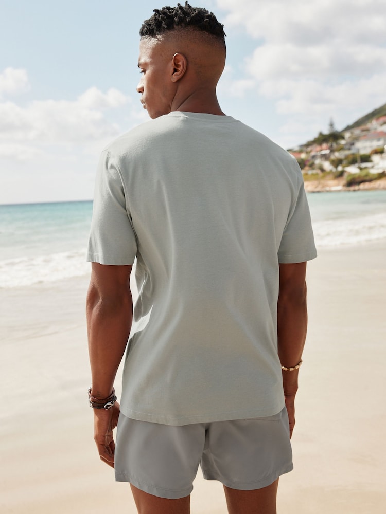Grey Silver Regular Fit Essential Crew Neck Cotton T-Shirt - Image 3 of 6