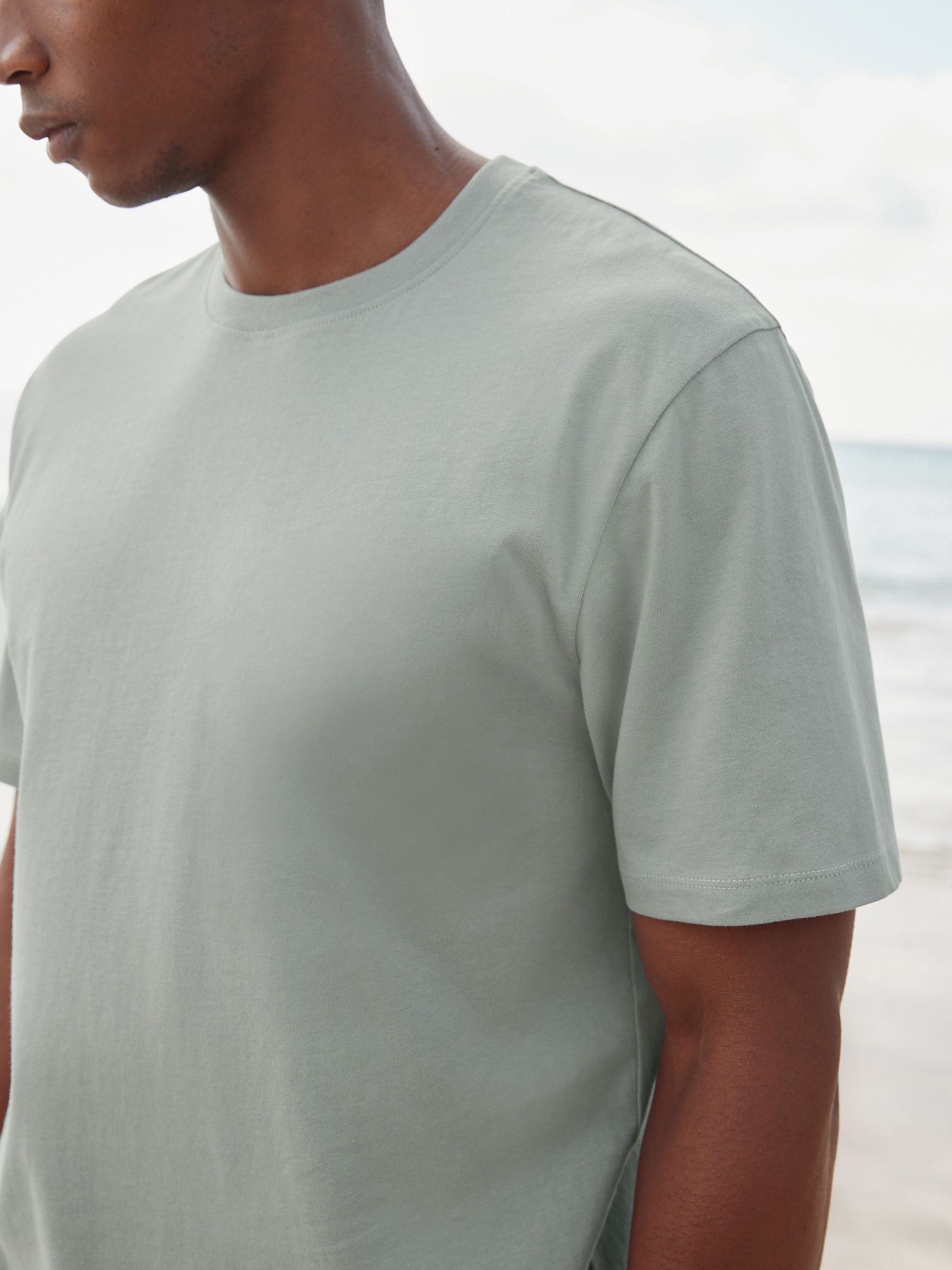 Buy Grey Silver Regular Fit Essential Crew Neck Cotton T